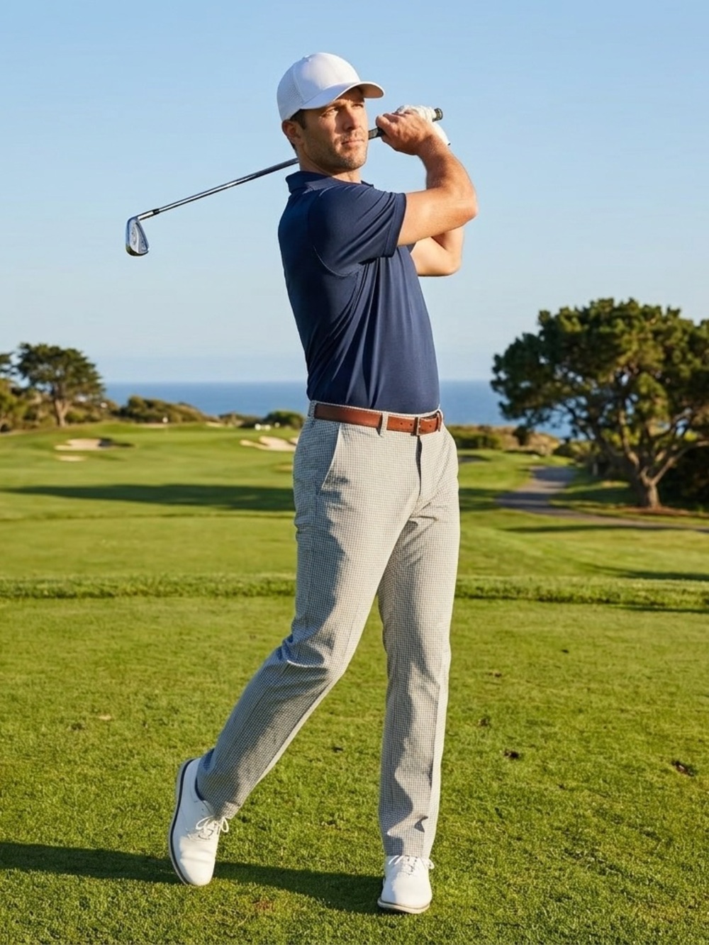 Bonobos Golf Men 32x32 Slim Fit Stretch Chino Gray Checked Flat performance EUC